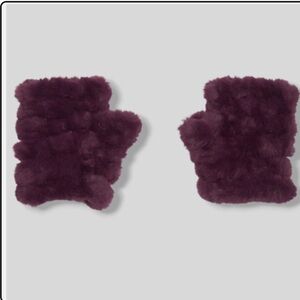 Jocelyn Rabbit Fur Hand Warming Fingerless
Gloves - PLUM